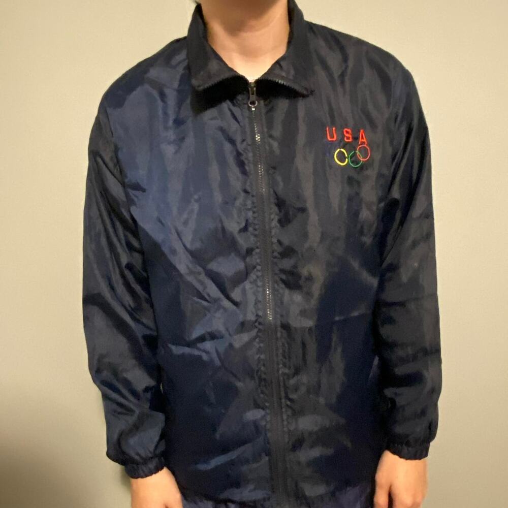 1996 olympic black windbreaker jacket